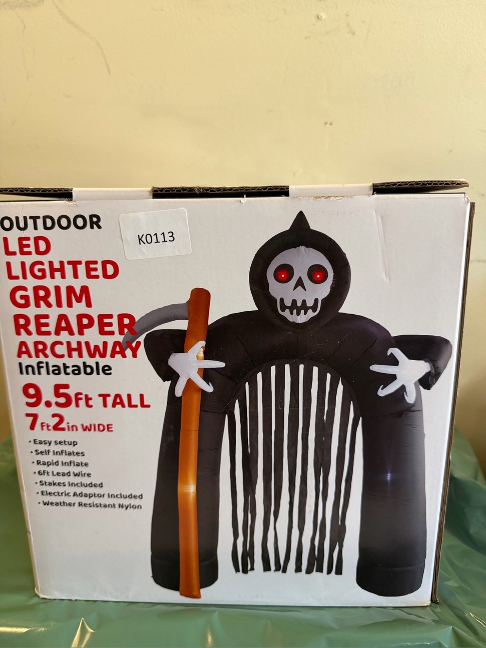 NEW 9.5 x 7.2 Feet Tall Outdoor LED Lighted Grim Reaper Archway
